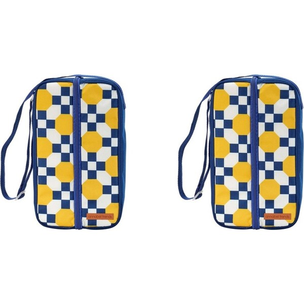 2x Annabel Trends Picnic Bottle Bag Insulated Storage Rect 35x18cm Retro Tile