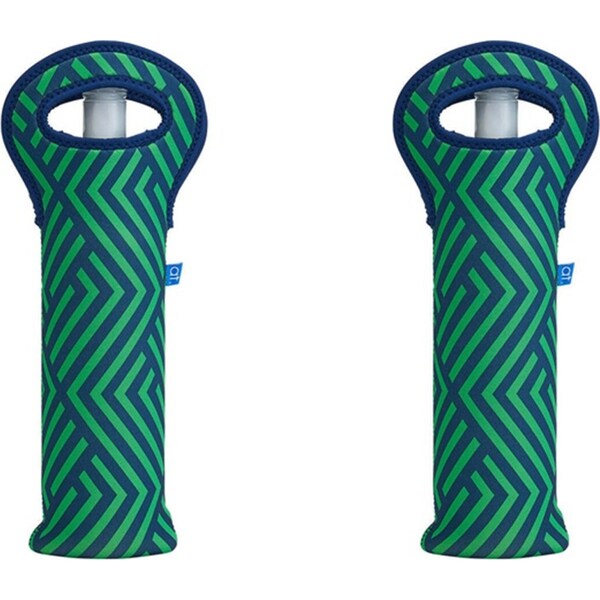 2x Annabel Trends Neoprene Single Bottle Bag 14x38cm Carry Drink Storage Zig Zag