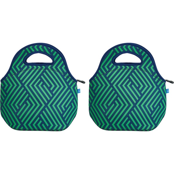 2x Annabel Trends 30cm Neoprene Lunch Bag Outdoor Food Storage Lunchbox Zig Zag