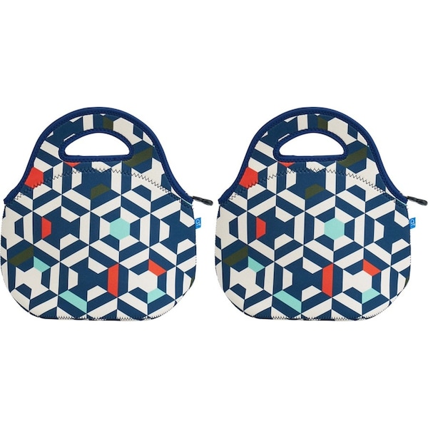 2x Annabel Trends 30cm Neoprene Lunch Bag Outdoor/School Storage Lunchbox Geo