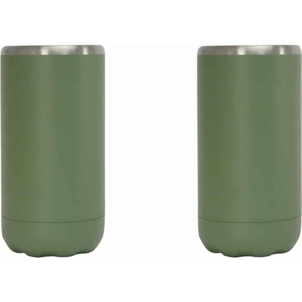 2x Annabel Trends 14.5cm S/S Can Soda Beverage Cooler Insulated Skinny Khaki