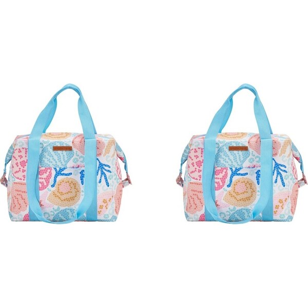 2x Annabel Trends 25cm Insulated Picnic Cooler Bag Box Food Carrier Shelly Beach