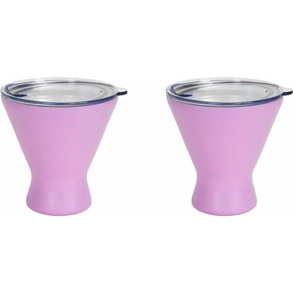2x Annabel Trends 250ml Stainless Steel Double Walled Cocktail Cup Gelato Pink
