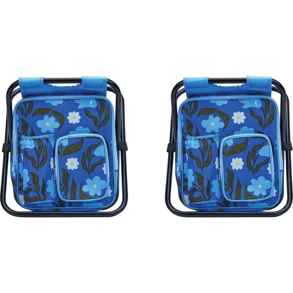 2x Annabel Trends Picnic Cooler Chair Seat w/ Insulated Bag Nocturnal Blooms