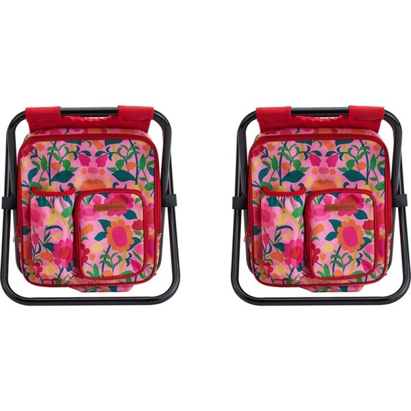 2x Annabel Trends Picnic Cooler Chair Outdoor Seat w/ Insulated Bag Flower Patch