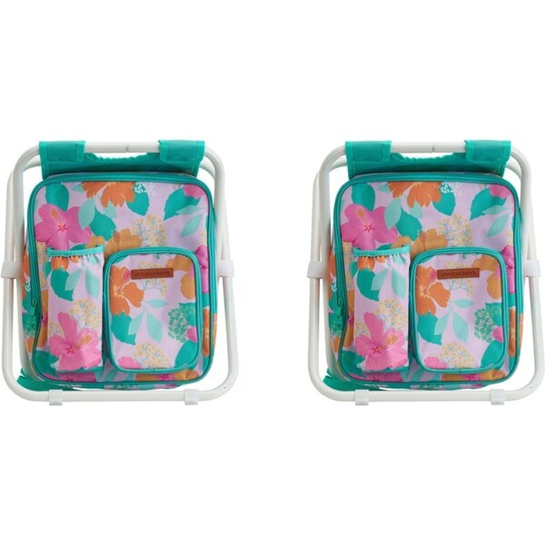 2x Annabel Trends Picnic Cooler Chair Outdoor Seat w/ Insulated Bag Hibiscus