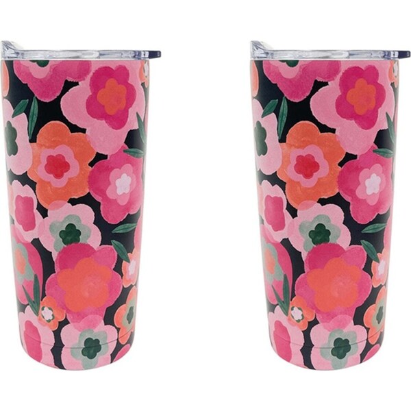 2x Annabel Trends 500ml Stainless Steel Smoothie Tumbler Cup Midnight Blooms