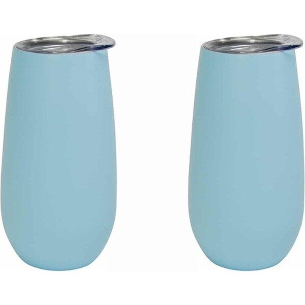 2x Annabel Trends 175ml S/S Sparkling Flute Cup Double Walled Tumbler Gelato BLU