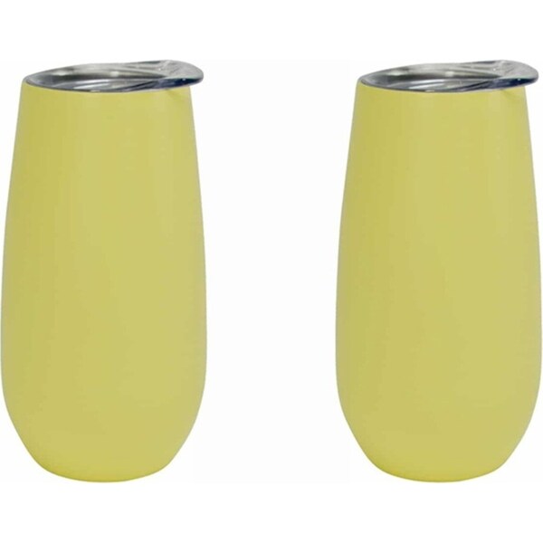 2x Annabel Trends 175ml S/S Sparkling Flute Cup Double Wall Tumbler Gelato Lemon