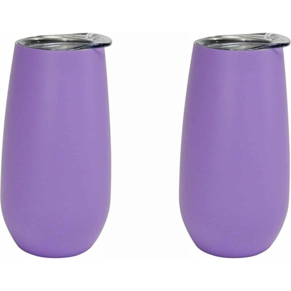2x Annabel Trends 175ml SS Sparkling Flute Cup Double Wall Tumbler Gelato Purple