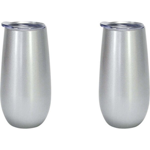 2x Annabel Trends 175ml Stainless Steel Sparkling Flute Cup Double Walled Silver
