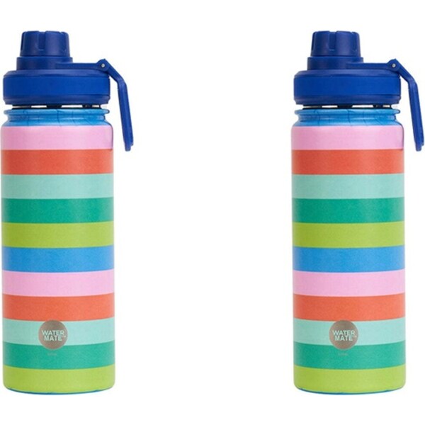2x Annabel Trends Watermate 550ml Stainless Steel Bottle Tumbler Bright Stripe