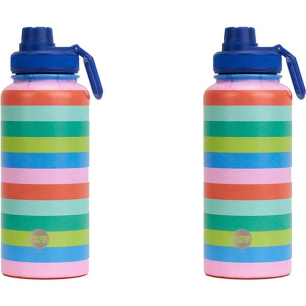 2x Annabel Trends Watermate 950ml Stainless Steel Water Bottle Bright Stripe
