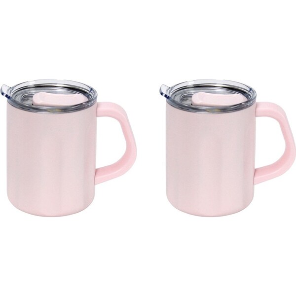 2x Annabel Trends The Big Mug 470ml Double Wall Stainless Steel Coffee Cup Pink