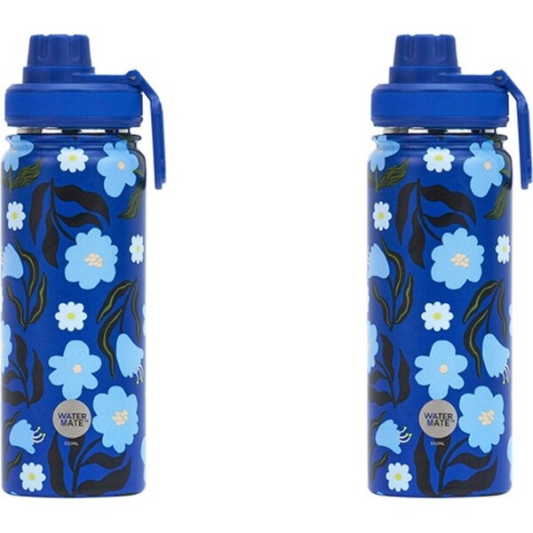 2x Annabel Trends Watermate 550ml Stainless Steel Bottle Tumbler Nocturnal Bloom