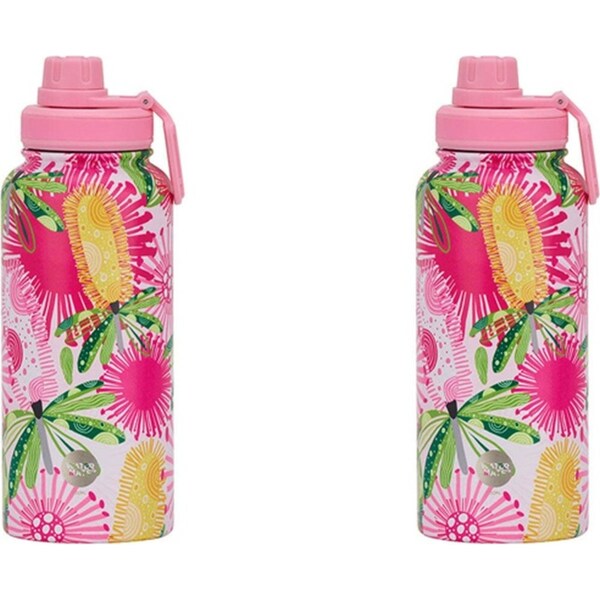 2x Annabel Trends Watermate 950ml Stainless Steel Water Bottle Pink Banksia