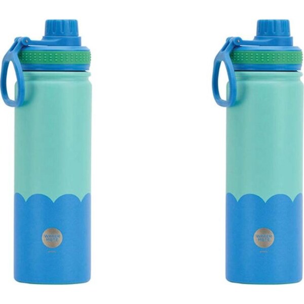 2x Annabel Trends Watermate Wave 600ml Stainless Steel Bottle Tumbler Aqua Blue