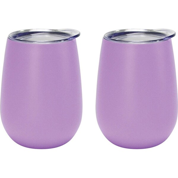 2x Annabel Trends 295ml S/Steel Wine Tumbler Double Walled Cup Gelato Purple