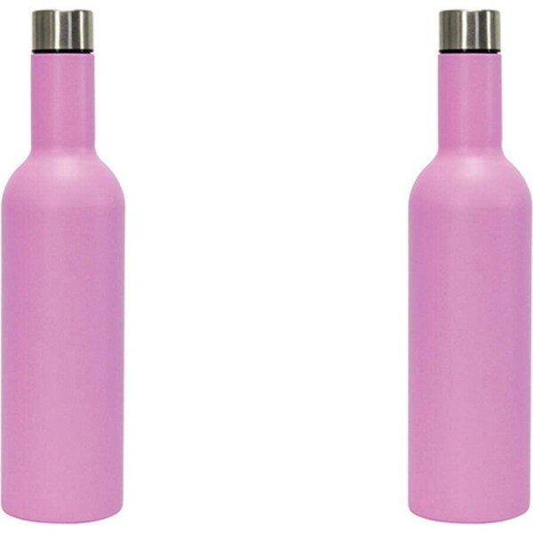 2x Annabel Trends Stainless Steel 750ml Wine Bottle Drink Container Gelato Pink
