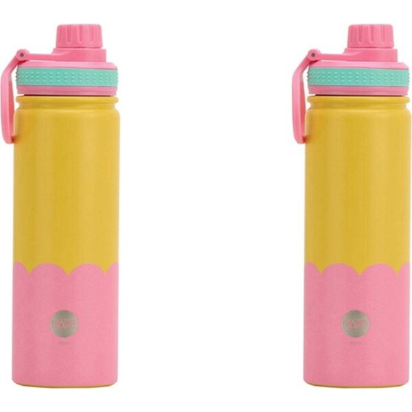 2x Annabel Trends Watermate Wave 600ml Stainless Steel Bottle Tumbler YLW Candy