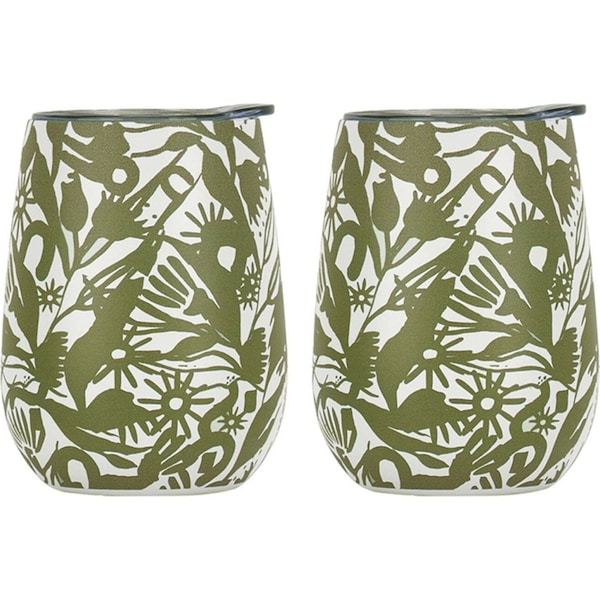 2x Annabel Trends 295ml S/Steel Wine Tumbler Double Walled Cup Abstract Gum