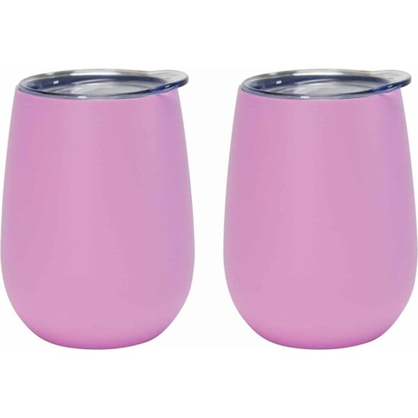 2x Annabel Trends 295ml Stainless Steel Wine Tumbler Double Wall Cup Gelato Pink
