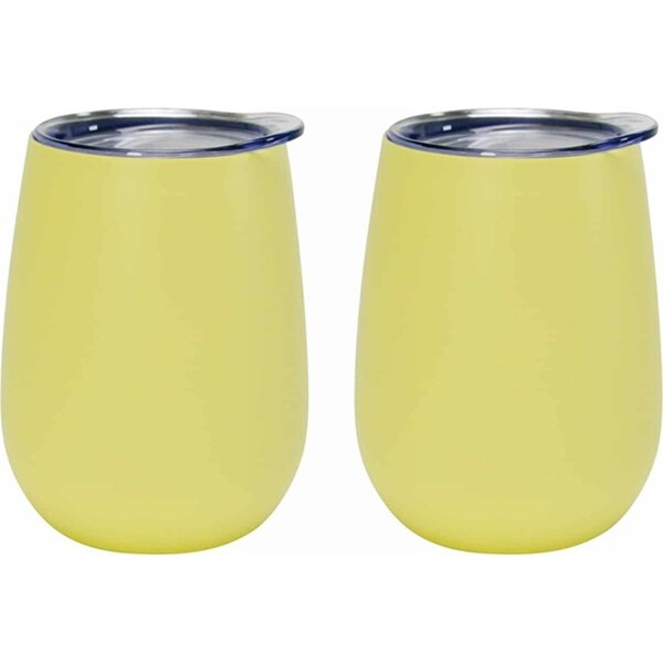 2x Annabel Trends 295ml S/Steel Wine Tumbler Double Walled Cup Gelato Lemon