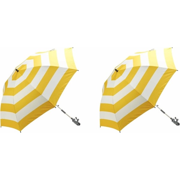 2x Annabel Trends 105cm Beach Chair Umbrella Sun/Rain Protection Yellow Stripe