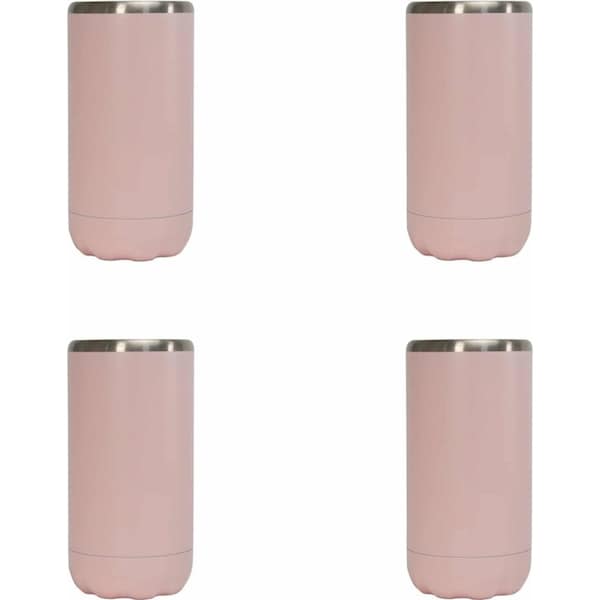 4x Annabel Trends 14.5cm S/S Can Cooler Beer/Soda Beverage Insulated Skinny Pink