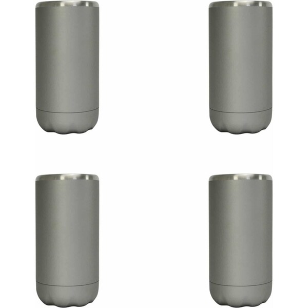 4x Annabel Trends 14.5cm S/S Beer/Soda Beverage Cooler Insulated Skinny Titanium