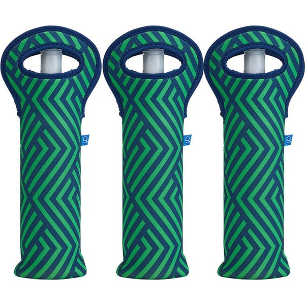 3x Annabel Trends Neoprene Single Bottle Bag 14x38cm Carry Drink Storage Zig Zag