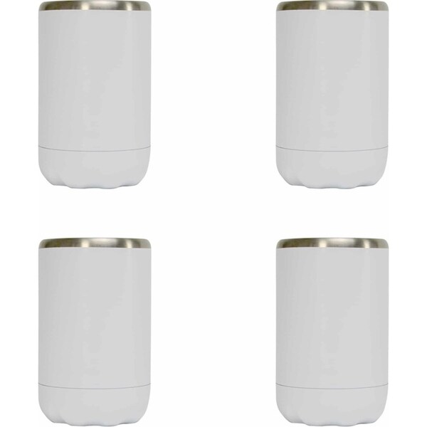 4x Annabel Trends 12cm Stainless Steel Can Beer Beverage Cooler Insulated WHT