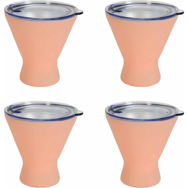4x Annabel Trends 250ml Stainless Steel Double Walled Cocktail Cup Gelato Peach