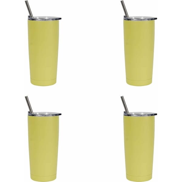 4x Annabel Trends 500ml Stainless Steel Smoothie Tumbler Double Walled Cup Lemon