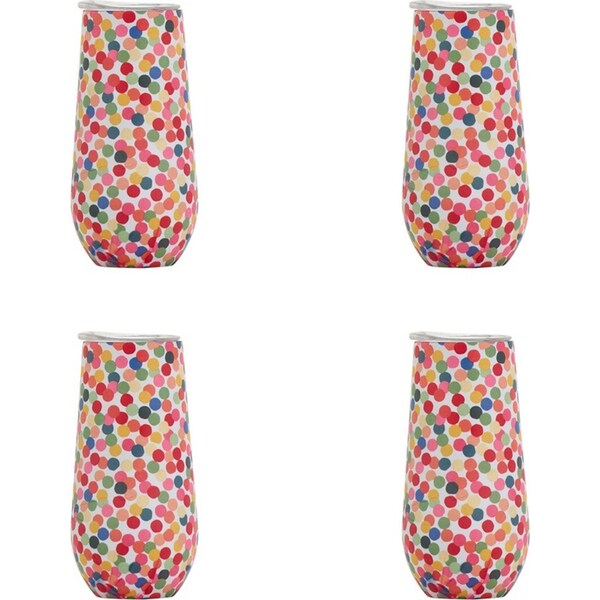 4x Annabel Trends 175ml S/S Sparkling Flute Drink Cup Double Walled Confetti