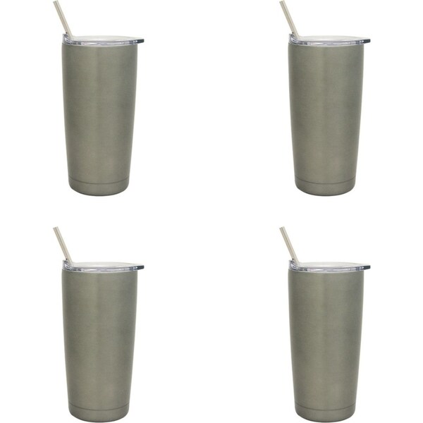 4x Annabel Trends 500ml S/S Smoothie Tumbler Double Walled Drink Cup Titanium
