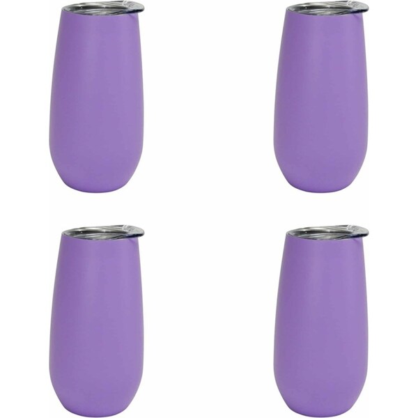 4x Annabel Trends 175ml Sparkling Flute Cup Double Walled Tumbler Gelato Purple