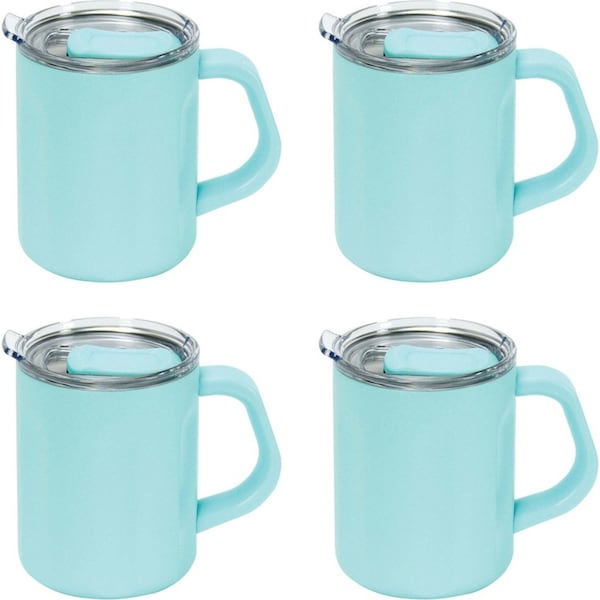 4x Annabel Trends The Big Mug 470ml Double Walled Stainless Steel Coffee Cup BLU