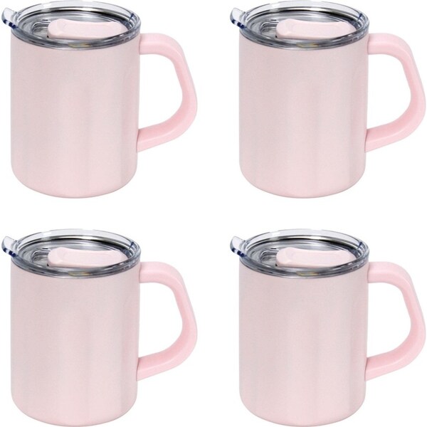 4x Annabel Trends The Big Mug 470ml Double Walled Stainless Steel Coffee Cup PNK
