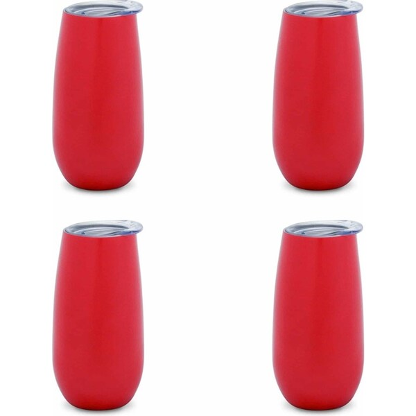 4x Annabel Trends 175ml S/S Sparkling Flute Cup Double Walled Tumbler Watermelon