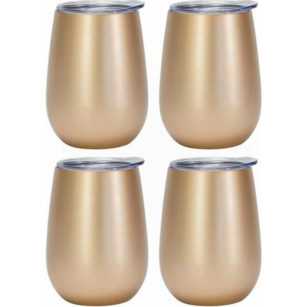 4x Annabel Trends 295ml Stainless Steel Wine Tumbler Double Walled Drink Cup GLD