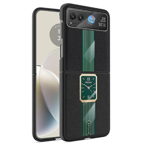 KADEM For Motorola Razr 40 5G Watch Pattern Shell Leather+Acrylic+TPU Phone Case