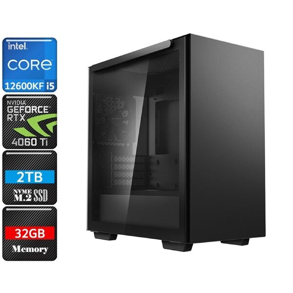 Intel Core i5 12600KF RTX 4060 Ti Minimalism Gaming PC, 32GB RAM/2TB SSD/W11H/BK [12600KF-RTX4060TI-32G2S-MC110BK-W11H]
