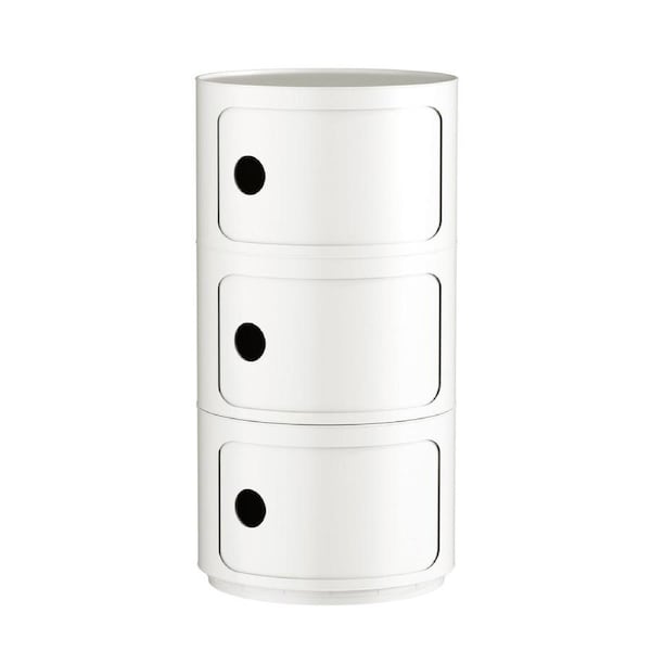 MIUZ 3 Tier White Replica Componibili Round Storage Cabinet