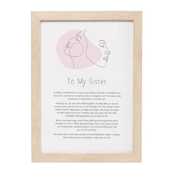 Splosh Gift Of Words To My Sister Message Plaque Home Tabletop Decor 24x32.5cm