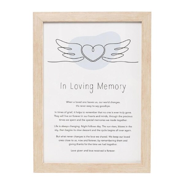 Splosh Gift Of Words In Loving Memory Message Plaque Tabletop Decor 24x32.5cm