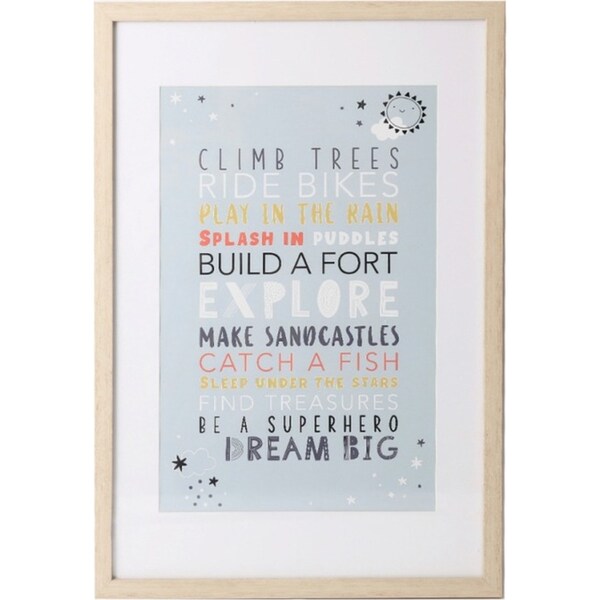 Splosh Baby Blue Framed Glass Print Home Wall Hanging Decorative Display 43x63cm