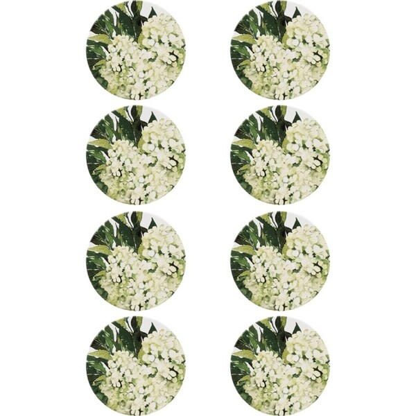 8x Splosh Greenhouse 11cm Ceramic Green Floral Drink Coaster Table Round