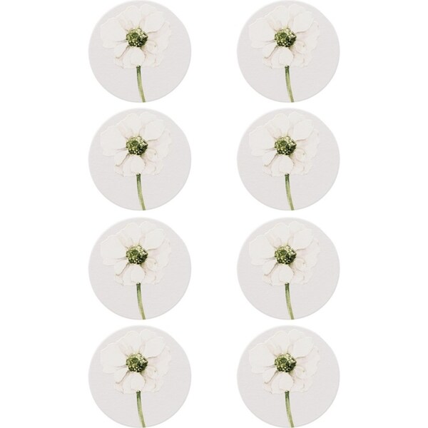 8x Splosh Greenhouse 11cm Ceramic White Flower Drink Coaster Table Round