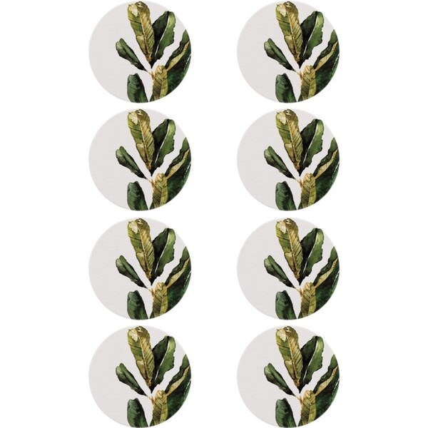 8x Splosh Greenhouse 11cm Ceramic Green Coaster Drink Mat Pad Table Round